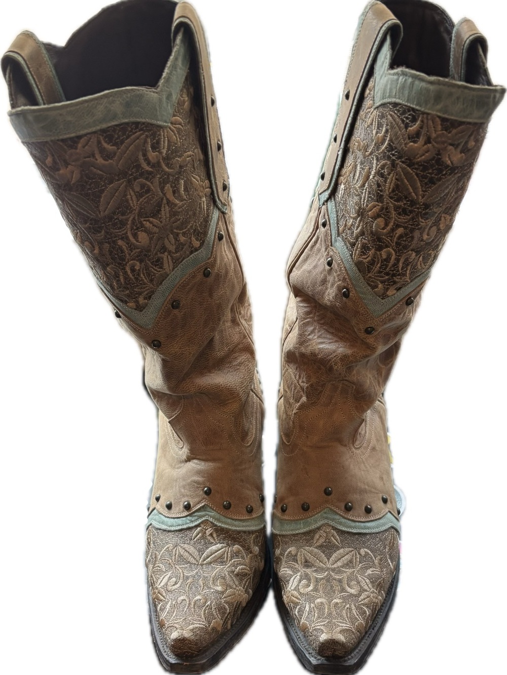 Women’s Lane brand Tan Embroidered Heeled Boots size 9